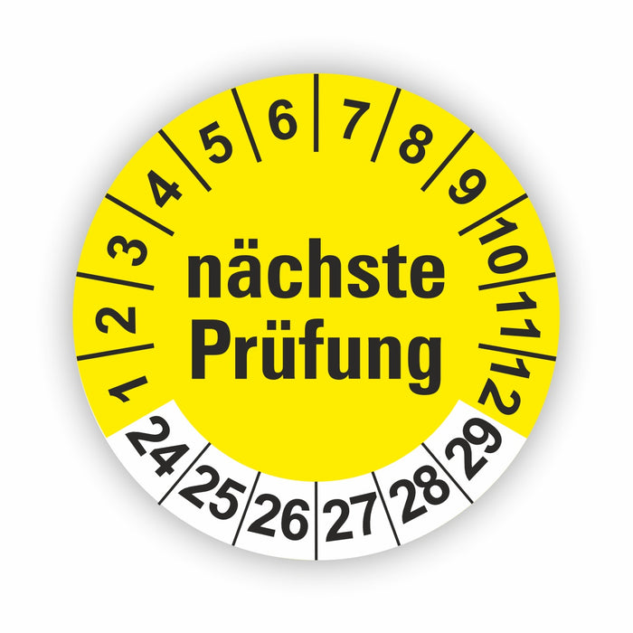 Nächste Prüfung GELB Wartungsetiketten / Prüfplaketten / Prüfetiketten