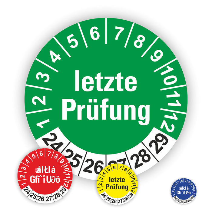 Letze Prüfung Wartungsetiketten / Prüfplaketten / Prüfetiketten