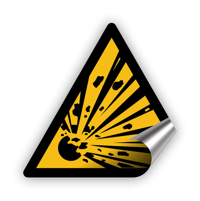 Warnzeichen (W002) Warnung vor explosionsgefährlichen Stoffen - nach DIN EN ISO 7010