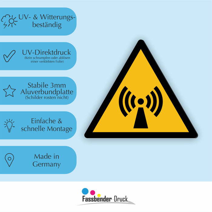 Warnzeichen (W005) Warnung vor nicht ionisierender Strahlung - nach DIN EN ISO 7010