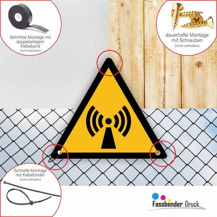 Warnzeichen (W005) Warnung vor nicht ionisierender Strahlung - nach DIN EN ISO 7010