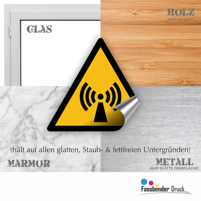 Warnzeichen (W005) Warnung vor nicht ionisierender Strahlung - nach DIN EN ISO 7010