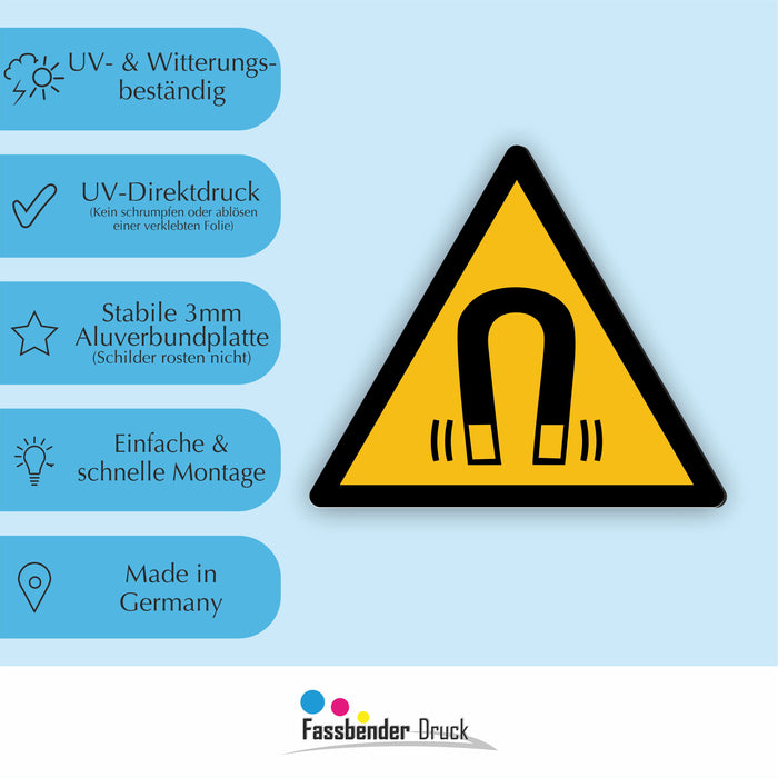 Warnzeichen (W006) Warnung vor magnetischem Feld - nach DIN EN ISO 7010