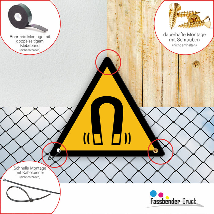 Warnzeichen (W006) Warnung vor magnetischem Feld - nach DIN EN ISO 7010