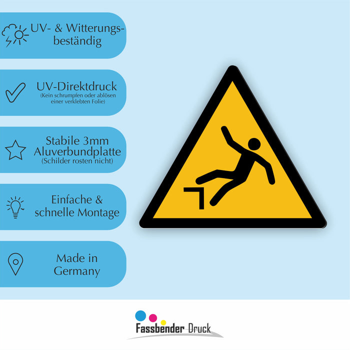 Warnzeichen (W008) Warnung vor Absturzgefahr - nach DIN EN ISO 7010