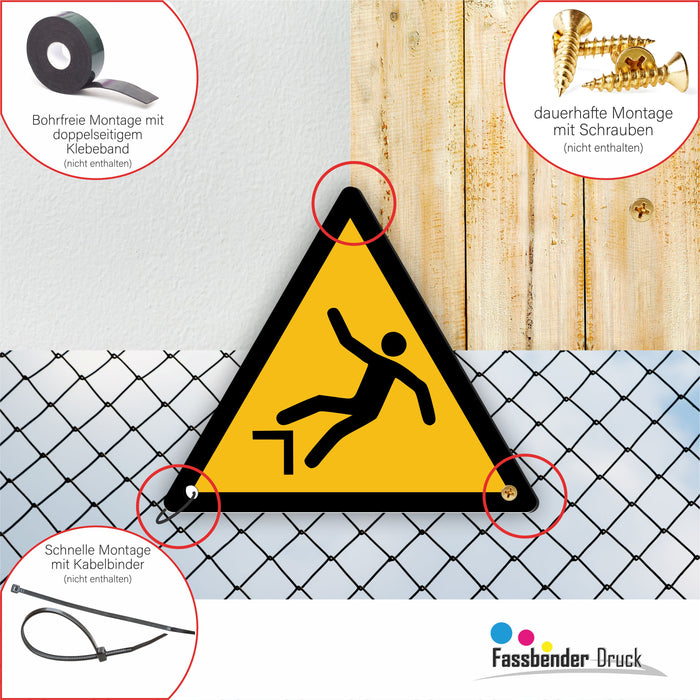 Warnzeichen (W008) Warnung vor Absturzgefahr - nach DIN EN ISO 7010