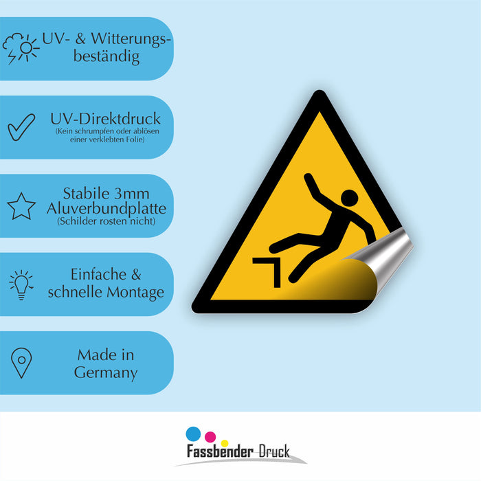Warnzeichen (W008) Warnung vor Absturzgefahr - nach DIN EN ISO 7010