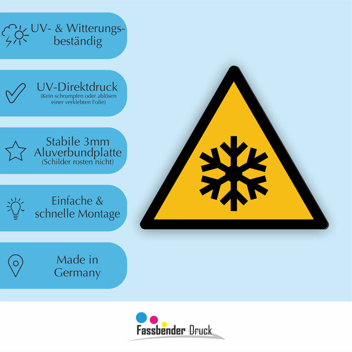 Warnzeichen (W010) Warnung vor niedriger Temperatur/Kälte - nach DIN EN ISO 7010