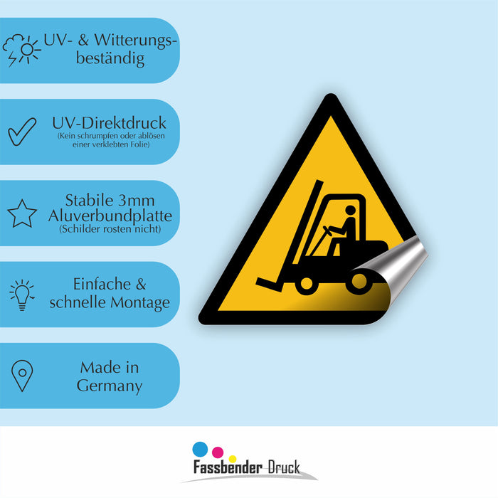 Warnzeichen (W014) Warnung vor Flurförderzeugen - nach DIN EN ISO 7010