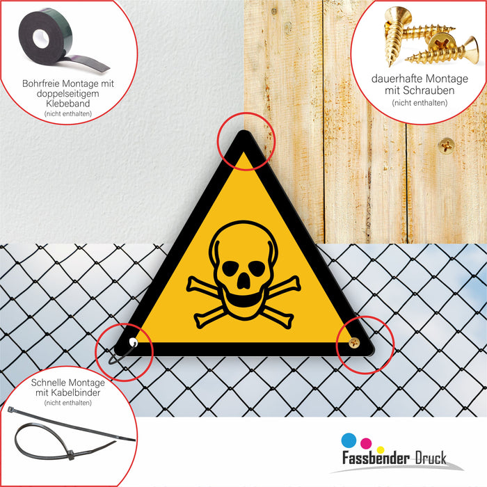 Warnzeichen (W016) Warnung vor giftigen Stoffen - nach DIN EN ISO 7010