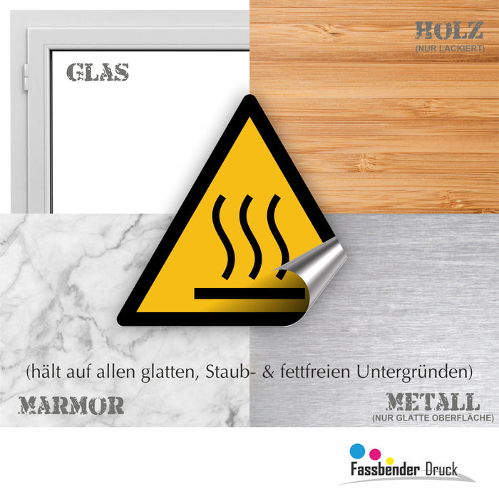 Warnzeichen (W017) Warnung vor heißer Oberfläche - nach DIN EN ISO 7010