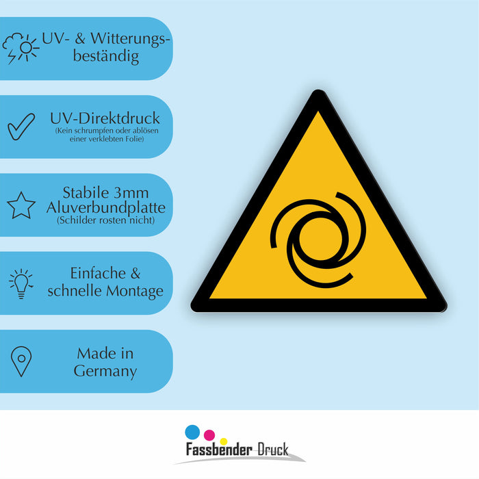 Warnzeichen (W018) Warnung vor automatischem Anlauf - nach DIN EN ISO 7010