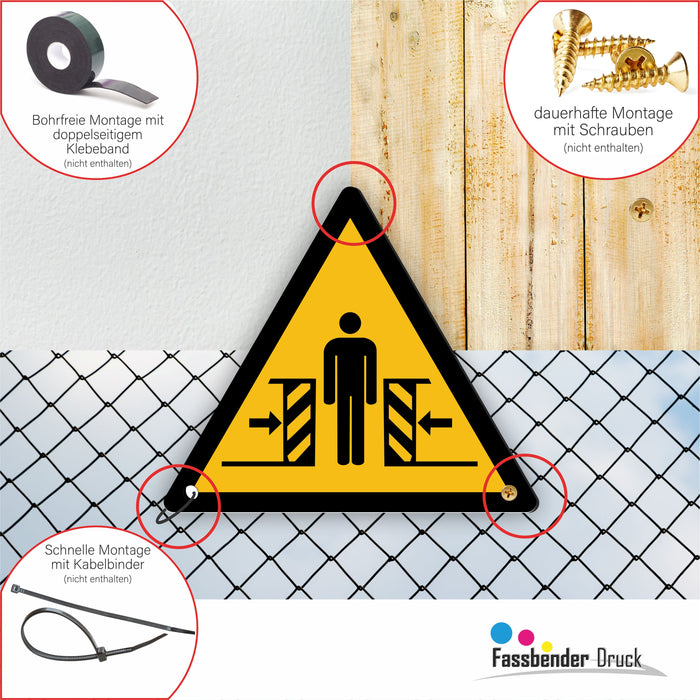 Warnzeichen (W019) Warnung vor Quetschgefahr - nach DIN EN ISO 7010