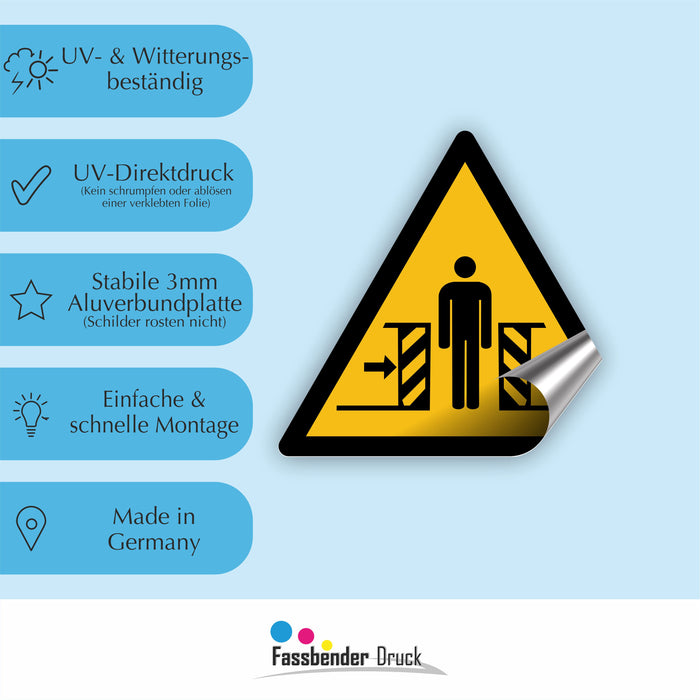 Warnzeichen (W019) Warnung vor Quetschgefahr - nach DIN EN ISO 7010