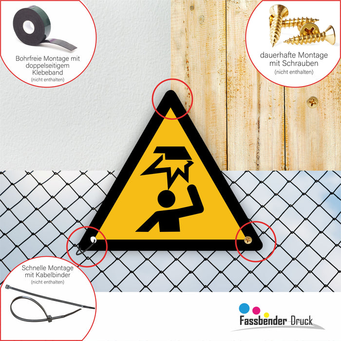 Warnzeichen (W020) Warnung vor Hindernissen im Kopfbereich - nach DIN EN ISO 7010