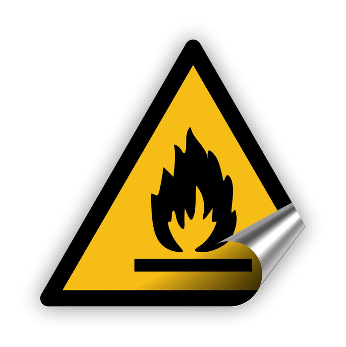 Warnzeichen (W021) Warnung vor feuergefährlichen Stoffen - nach DIN EN ISO 7010