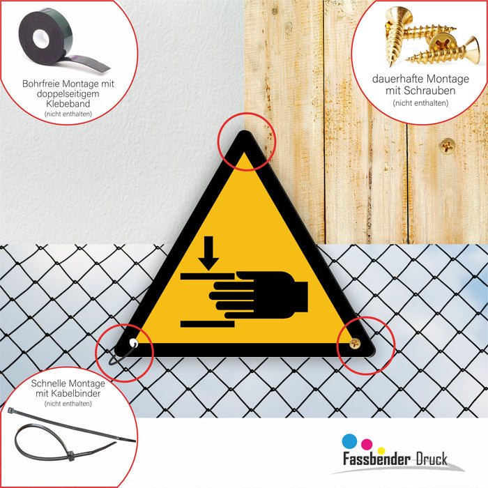 Warnzeichen (W024) Warnung vor Handverletzungen - nach DIN EN ISO 7010