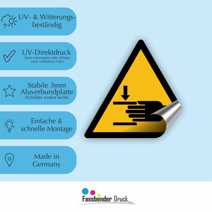 Warnzeichen (W024) Warnung vor Handverletzungen - nach DIN EN ISO 7010