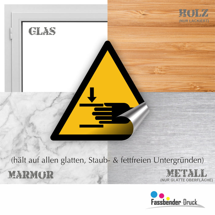 Warnzeichen (W024) Warnung vor Handverletzungen - nach DIN EN ISO 7010