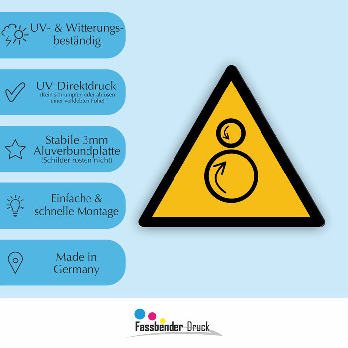 Warnzeichen (W025) Warnung vor gegenläufigen Rollen - nach DIN EN ISO 7010