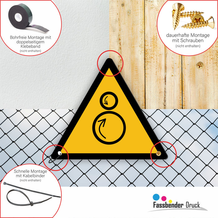 Warnzeichen (W025) Warnung vor gegenläufigen Rollen - nach DIN EN ISO 7010