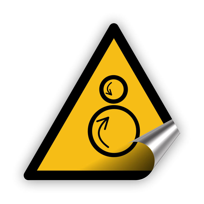 Warnzeichen (W025) Warnung vor gegenläufigen Rollen - nach DIN EN ISO 7010