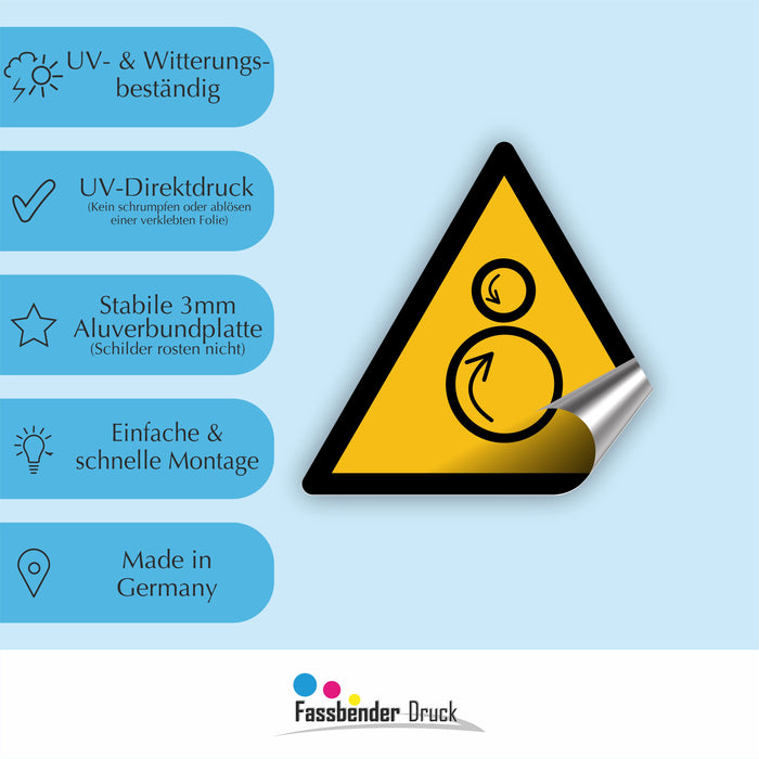 Warnzeichen (W025) Warnung vor gegenläufigen Rollen - nach DIN EN ISO 7010