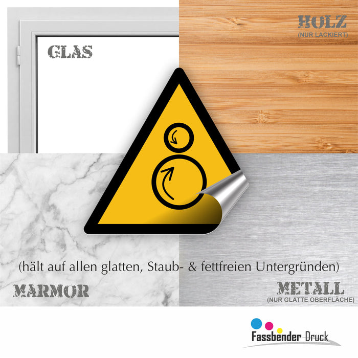 Warnzeichen (W025) Warnung vor gegenläufigen Rollen - nach DIN EN ISO 7010