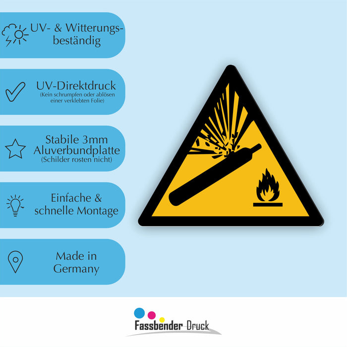 Warnzeichen (W029) Warnung vor Gasflaschen - nach DIN EN ISO 7010