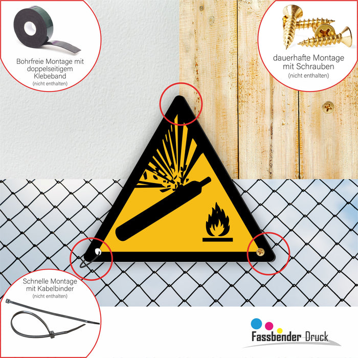 Warnzeichen (W029) Warnung vor Gasflaschen - nach DIN EN ISO 7010