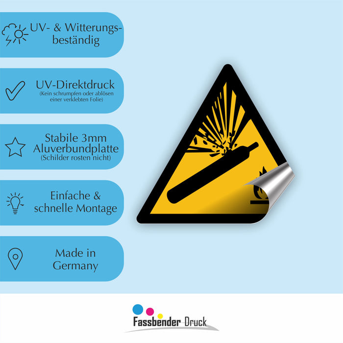 Warnzeichen (W029) Warnung vor Gasflaschen - nach DIN EN ISO 7010