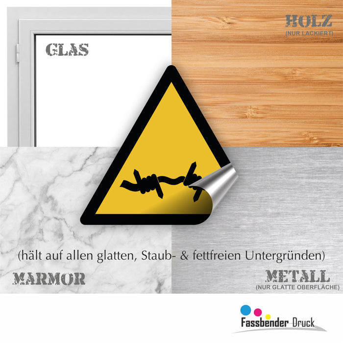 Warnzeichen (W033) Warnung vor Stacheldraht - nach DIN EN ISO 7010