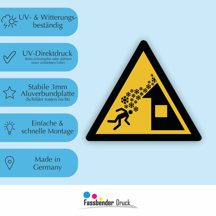 Warnzeichen (W040) Warnung vor Dachlawine - nach DIN EN ISO 7010