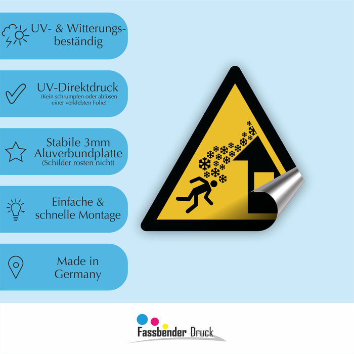 Warnzeichen (W040) Warnung vor Dachlawine - nach DIN EN ISO 7010