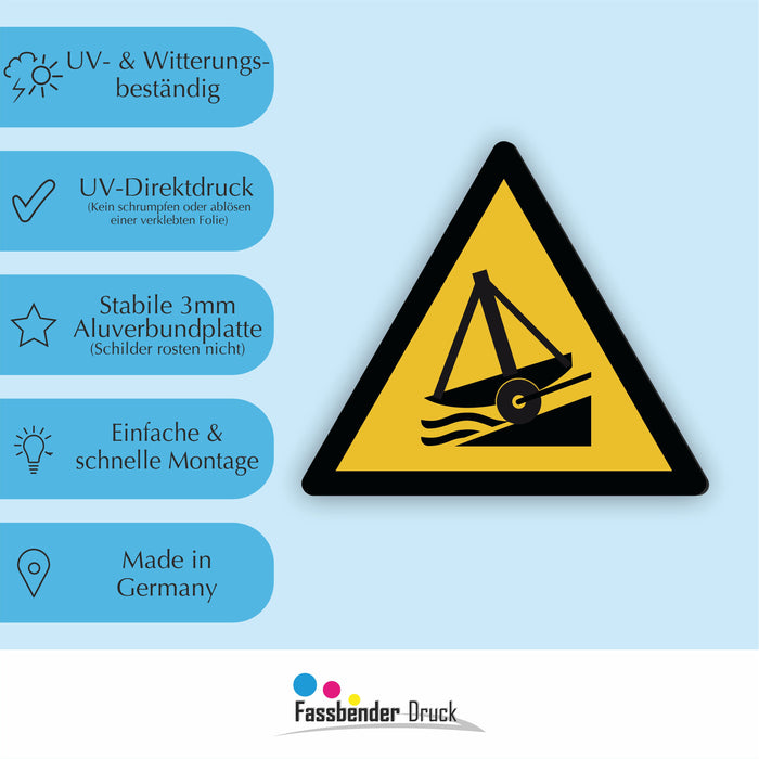 Warnzeichen (W044) Warnung vor Slipanlage - nach DIN EN ISO 7010