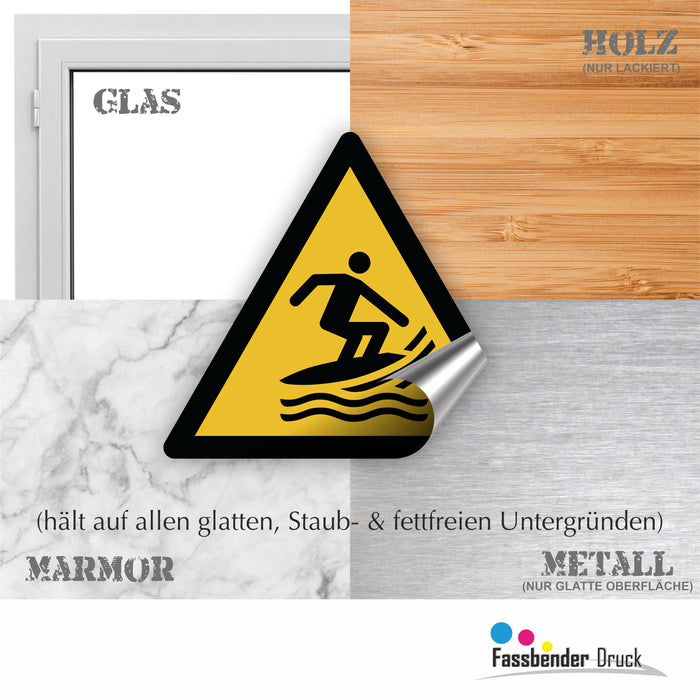 Warnzeichen (W046) Warnung vor Surfsportgebiet - nach DIN EN ISO 7010