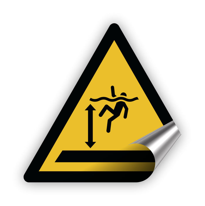 Warnzeichen (W047) Warnung vor tiefem Wasser - nach DIN EN ISO 7010