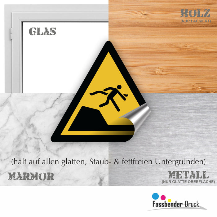 Warnzeichen (W050) Warnung vor unvermittelter Tiefenänderung in Schwimm- oder Freizeitbecken - nach DIN EN ISO 7010