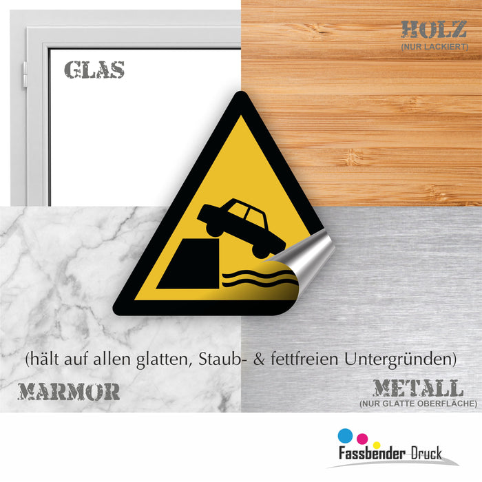 Warnzeichen (W051) Warnung vor ungesicherter Uferkante - nach DIN EN ISO 7010