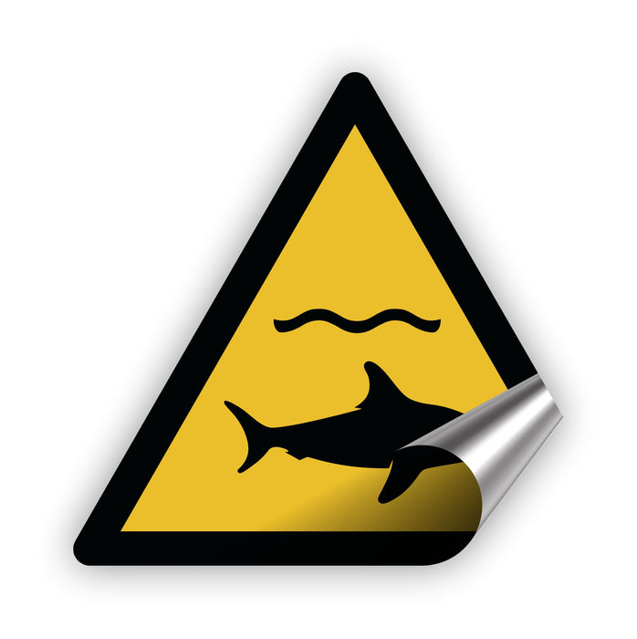 Warnzeichen (W054) Warnung vor Haien - nach DIN EN ISO 7010