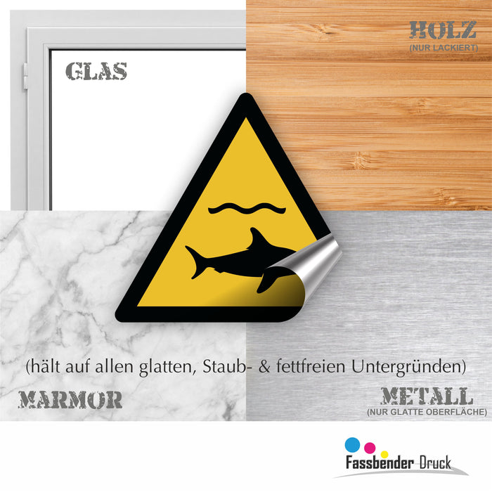 Warnzeichen (W054) Warnung vor Haien - nach DIN EN ISO 7010