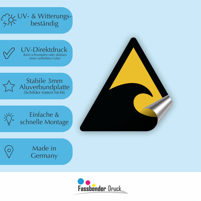 Warnzeichen (W056) Warnung vor Tsunami-gefährdetem Bereich - nach DIN EN ISO 7010