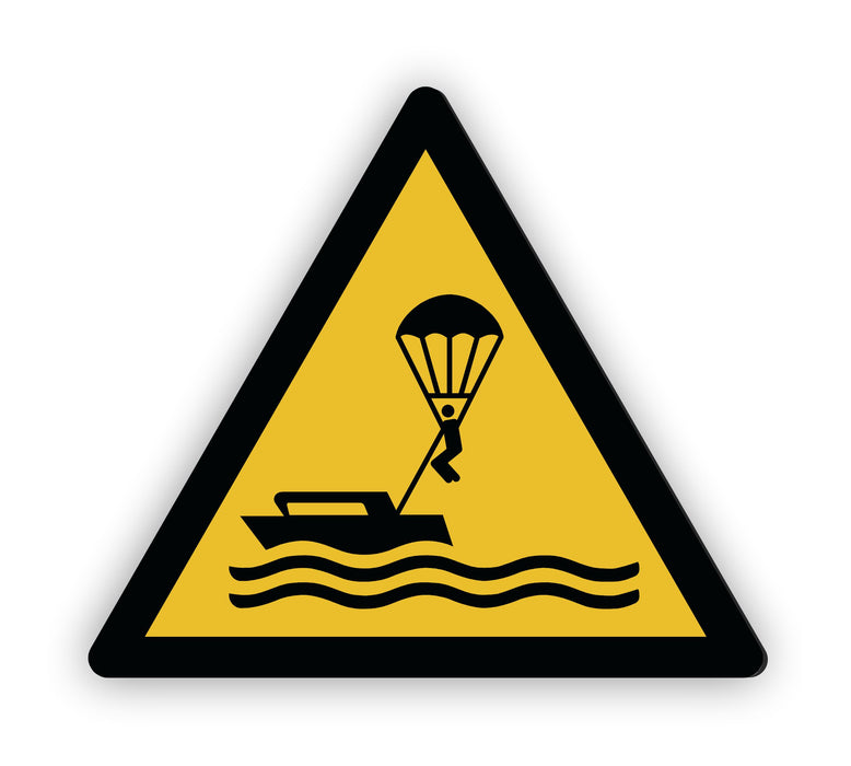 Warnzeichen (W063) Warnung vor Parasailing - nach DIN EN ISO 7010