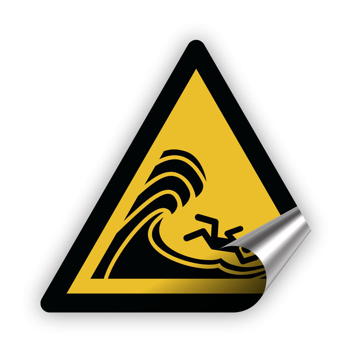 Warnzeichen (W065) Warnung vor hoher Brandung oder hohen brechenden Wellen - nach DIN EN ISO 7010