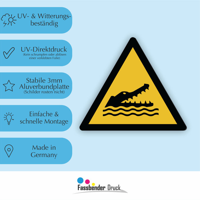 Warnzeichen (W067) Warnung vor Krokodilen, Alligatoren oder Kaimanen - nach DIN EN ISO 7010