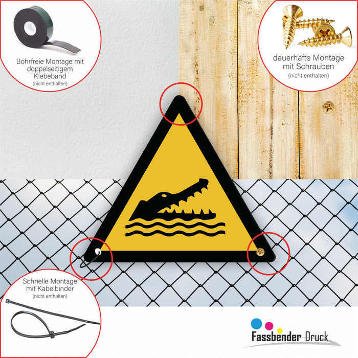 Warnzeichen (W067) Warnung vor Krokodilen, Alligatoren oder Kaimanen - nach DIN EN ISO 7010