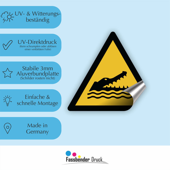 Warnzeichen (W067) Warnung vor Krokodilen, Alligatoren oder Kaimanen - nach DIN EN ISO 7010