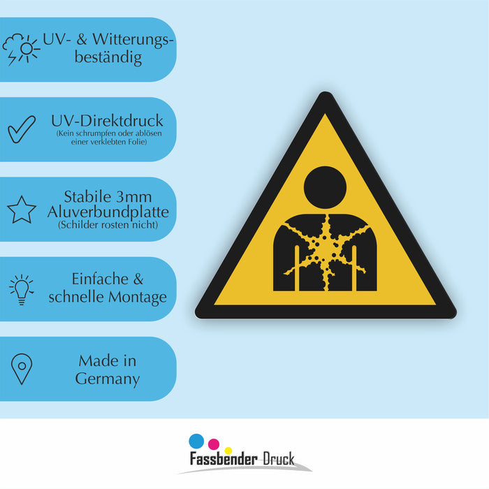 Warnzeichen (W071) Warnung vor gesundheitsgefährdenden Stoffen oder Gemischen - nach DIN EN ISO 7010