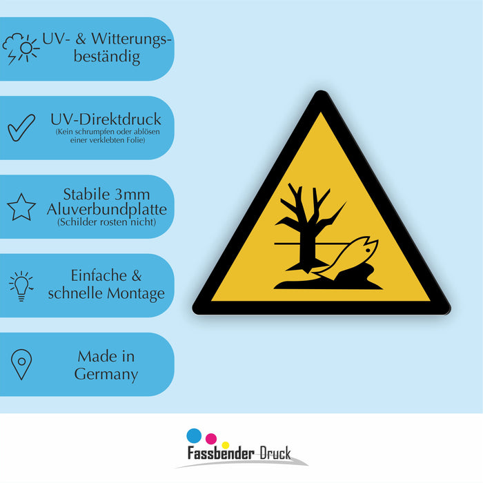 Warnzeichen (W072) Warnung vor umweltgefährdenden Stoffen oder Gemische - nach DIN EN ISO 7010