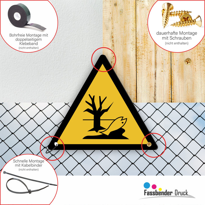 Warnzeichen (W072) Warnung vor umweltgefährdenden Stoffen oder Gemische - nach DIN EN ISO 7010